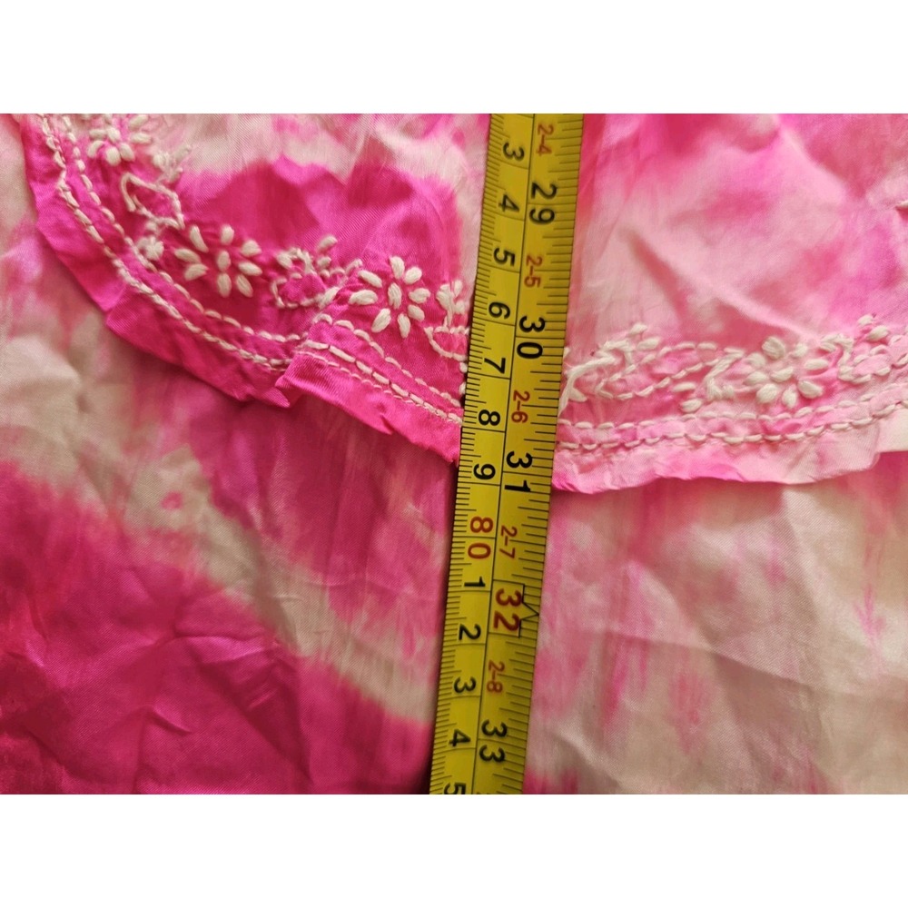 Juliet Dunn London Long Sleeve Silk Blouse Top Orange Pink Size 2 - Picture 5 of 5